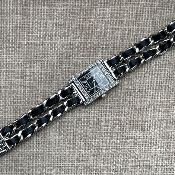 Gruen Ladies Wristwatch Black Leather Silver Tone Quartz Women Watch main image 4
